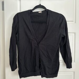J. Crew Black Cardigan Sweater V-Neck Knit